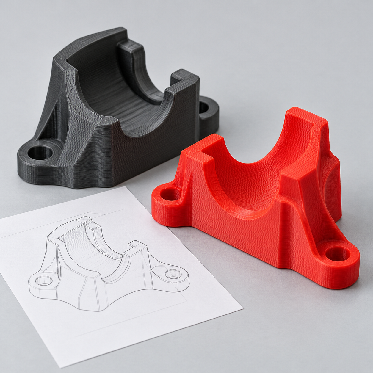 Özel bir ihtiyaca göre tasarlanmış kavisli 3D baskı bağlantı parçası